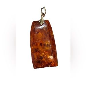 Antique 835 Gold Real Amber large necklace pendant